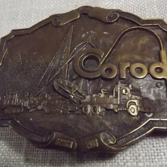 Vintage Distressed Corod Oil Sector Belt Buckle - Picture 2 of 6